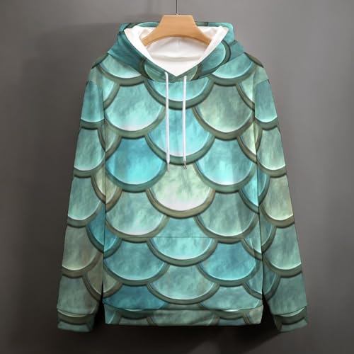 Sweat à capuche unisexe écailles bleues et vertes pull taille S - 5