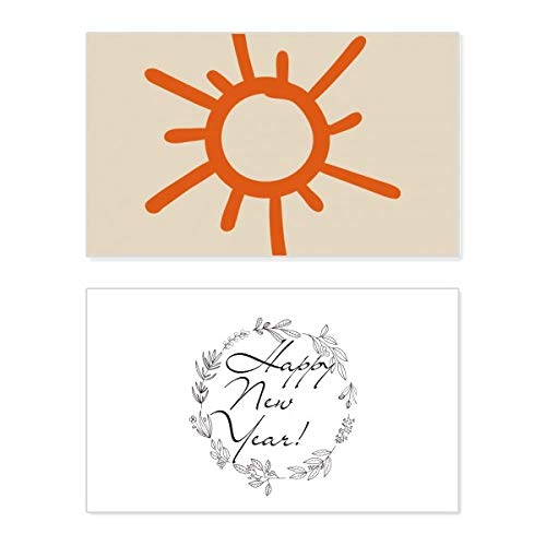 Tarjeta de año nuevo y bendición con sol naranja: un emotivo recuerdo pintado a mano