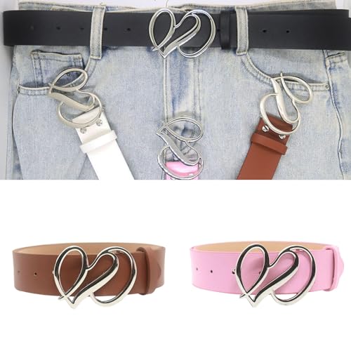 Fashionable PU Leather Belt With Heart Buckle Elegant Waist Belt Showcasing Your Charm Suitable For Various Occasion2