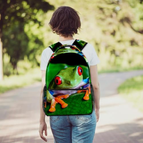 Sac à dos d'école vert grenouille original et grand format multicolore - 6