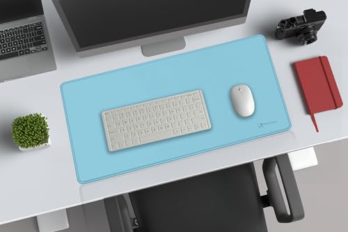 Image of Desk Mat 60x30 cm (11 x 23 inch) Sea Blue | Large Mouse Pad for Office Computer Laptop Keyboard | Waterproof Anti-Slip Rubber Base Desk Mat