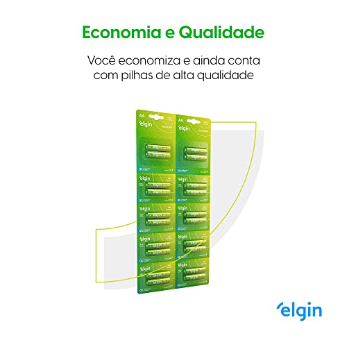 Pilha Alcalina AA com 10 cartelas de 2 unidades Elgin - Comum