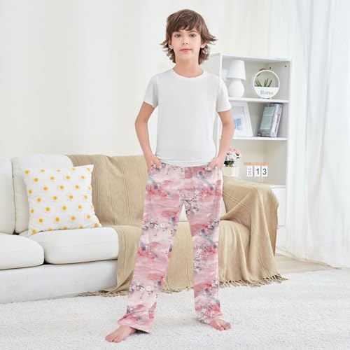 Boys' Pants Japanese Cherry Blossom Long Bottoms Jogger Pants Elastic Waist Trousers with Pockets S-XL3