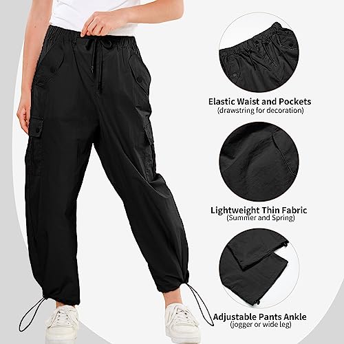 Image of Rolanko Parachute Pants for Girls Y2K Cargo Trousers with Pockets Harajuku Jogger Pants Kids 4-14 Years