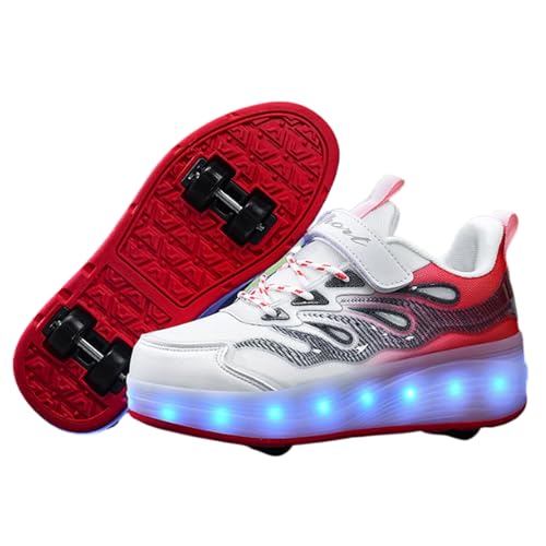 Kraftpaid Zapatillas de Skateboarding Niñas Niños,Zapatillas Deportivas con Ruedas para niños,2 en 1 Zapatillas con Ruedas,Recargables,Comodidad,para Regalos de cumpleaños y Navidad