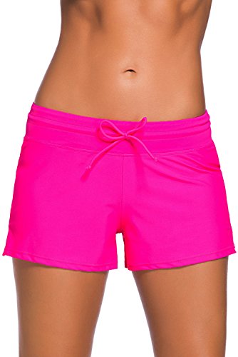 Aleumdr Plus Size Swimwear 3Inch Tankini Bottom Women Summer Sports Swim Beach Board Shorts Rosy2 Large #TOP9