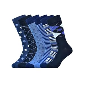 Calcetines de vestir para hombre, patrón casual de negocios, 6 pares de calcetines de bambú para hombre, talla 8-13