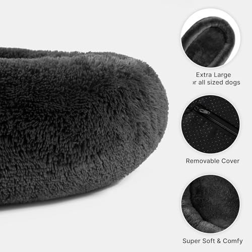 OHS Extra Large Dog Bed, Comfy Fluffy Giant Dog Bed for Humans Pets Machine Washable Luxury Human Sized Pet Bed Extra Large - Charcoal, 170 x 96cm - Image 5