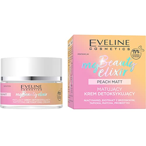 EVELINE COSMETICS My Beauty Elixir Crema matificante desintoxicante Hidrata Reduce la secreción de sebo Melocotón Mate Fórmula vegana de base orgánica 98% natural Día y noche 50 ml