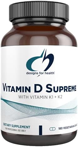 designs for health Vitamin D Supreme - Vitamin D3 5000 IU with 2000mcg Vitamin K for Bone, Cardiovascular + Immune Health - K2 Vitamin + VIT D3 Enhanced with GG Supplement (180 Capsules)