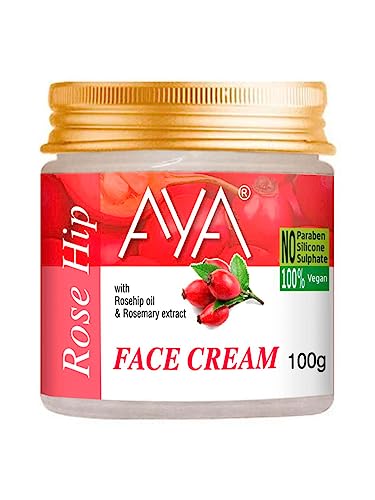 Image of AYA Rosehip Face Cream, 100 g For Skin Brightening, Nourishment, Skin glowing, Soothes & Exfoliates Skin | No Paraben, No Silicone, No Sulphate