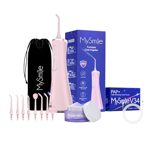 240ML Cordless Oral Irrigator Travel Waterproof Electric Portable Water flosser Flossing Machine Braces Rechargeable IPX7 Waterproof Teeth Cleaner for Home and Travel (Purple)