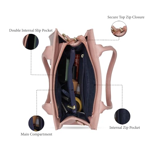 Image of Caprese Primea Medium Tote Bag for Women with Adjustable & Detachable Straps | Stylish, Durable, Multi-Compartment Design for Work, Travel, Shopping | Large Capacity, Ideal for Tab