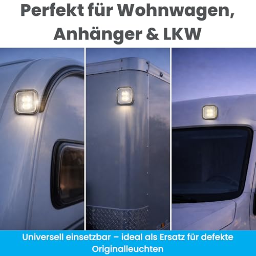 2x LED Umrissleuchte 12-24 Volt 65x65mm zum Anschrauben mit Reflektor Weiß Positionsleuchte Begrenzungsleuchte LKW PKW Anhänger Wohnwagen