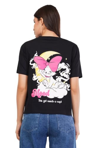 Image of ASTRAPE & BRONTE Oversized Printed Ladies T-Shirt - Virgin Cotton, Puff Print, Casual Wear - Comfortable, Trendy Graphic T Shirt