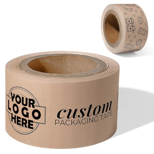 COACO Custom Packaging Tape for Business Shipping & Labeling Needs, Heavy-Duty Reinforced Gummed...