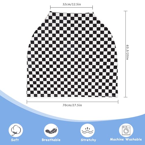 Image of TANOFAR Car Seat Cover for Baby, Multi-Use Cover Carseat Canopy, High Stretchy & Breathable Infant Carseat Cover, Shower Gifts for Unisex Boys and Girls (Black Checkered)