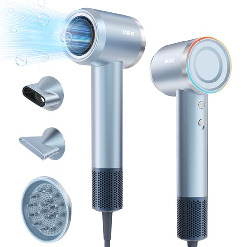 YASHE Asciugacapelli Ionico, Motore Brushless ad Alta Velocità da 110.000 g/min, Asciugatura Veloce a Bassa Rumorosità 22m/s, 1600W Phon Capelli Professionale, 1 Diffusore e 2 Concentratori