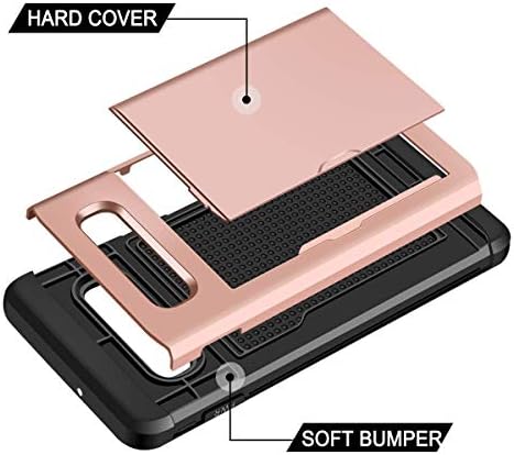 Coolden Case for Samsung S10 Plus Case Shockproof Case Galaxy S10 Plus Wallet Case Protective Case Rubber Bumper Phone Case Card Holder Slot Wallet Case Cover for Samsung Galaxy S10 Plus (Rose Gold)