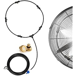 Kit Nebulizador Ventilador Virtcooy Ventilador para refrigeración al Aire Libre | Sistema Kit nebulización Ventilador para Exteriores con línea nebulización 16.4FT - Kit nebulización Ventilador