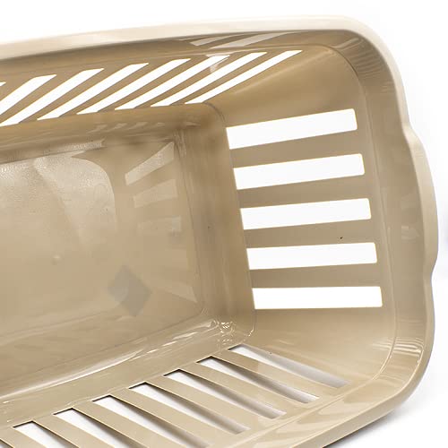 CABLEPELADO Cesta Ropa Rectangular plástico, cesto lavandería, Canasta Colada, Cesta para la Colada de plástico, 57 cm largo x 38 cm ancho x 25 cm alto, Plástico, Con asas, Beige