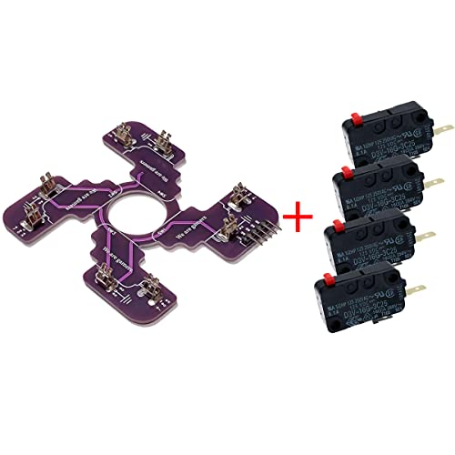 Image of Replaced JLF PCB for Sanwa TP-MA PCB Board With 4pcs D3V .187 inch Microswitches Hot Swap Joystick Board for OTTO DIY V2 V5 Kit (Purple with 4pcs D3V switches)