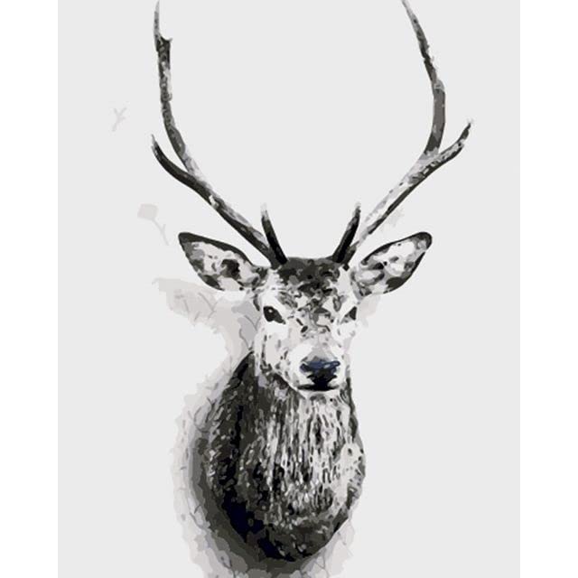 Amazon | 数字による Diy の絵画鹿の動物の絵現代壁アートキャンバス