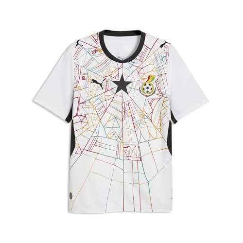 PUMA Mens Ghana FA Home Jersey Replica White- Black SS26 Small Gfa Replica