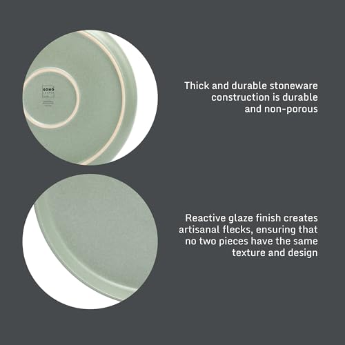 Gibson Elite Pasco 16 Piece (Service for 4) Plates and Bowls Double Bowl Reactive Glaze Dishes Stoneware Ceramic Dinnerware Set - Green by Gibson Elite - Image 4