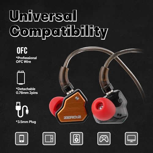 undefined Linsoul 7Hz x Crinacle Zero:2 in Ear Monitor, Updated 10mm Dynamic Driver IEM, Wired Earbuds Earphones, Gaming Earbuds, with OFC IEM Cable for Musician (with MIC, Orange) の商品画像 5