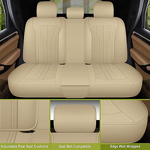 Aoog Leather Car Seat Covers, Leatherette Automotive Seat Covers For Cars Suv Pick-Up Truck, Non-Slip Vehicle Car Seat Covers Universal Fit Set For Auto Interior Accessories, Full Set #TOP4