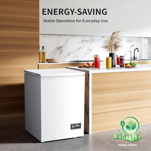 Image of Kismile 3.5 Cu.Ft Compact Chest Freezer, Ultra-Low Temperature Deep Freezer (-40F to 14F), Energy-Efficient, Digital Adjustable Thermostat, Top-Opening Door with 2 Removable Baskets, White