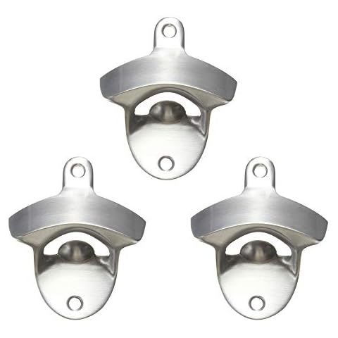 3 Packs Wall Mounted Bottle Opener, Beer and Soda Silver Opener with Matching Screws Heavy Duty Stainless Finish Home Indoors and Outdoors Bar Cover