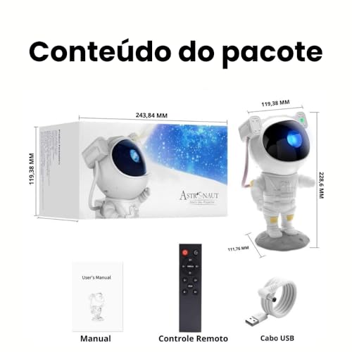 Projetor De Luz Galáxia Astronauta Estrelas Luz Noturna - Para Casa Portátil Iluminação Para Quarto