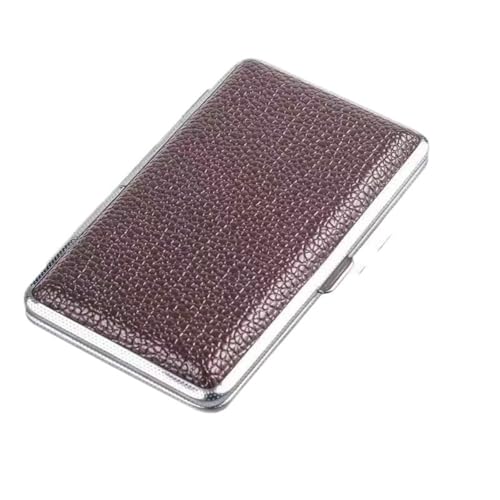 LZWNBX タバコケース レザー&金属混合素材 ワンタッチオープン式 両面収納 持ち運び便利 タバコ収納ケース(5個入り) (11.2*6.7*1.8cm,色-2)