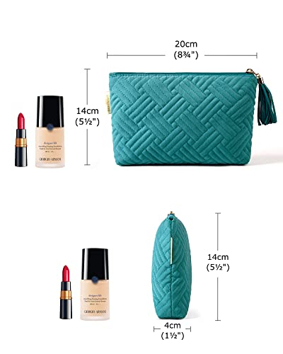 Image of BAGSMART Makeup Bag Travel Cosmetic Bag, Double-layer,Pink, Ⅸ-Teal-1pcs, Small, Elegant