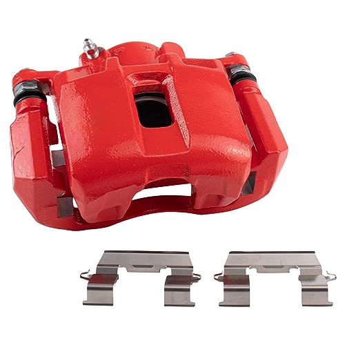 Image of TRQ Front Right Brake Caliper w /Bracket Performance Red Passenger Side
