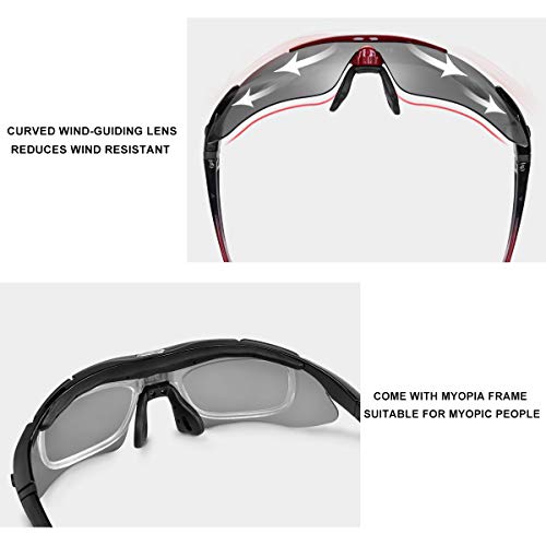 Image of ROCKBROS Pickleball Glasses Polarized Sport Glasses, Anti-Drop 5 Lenses Detachable Strap Goggles for Cycling Ball Running