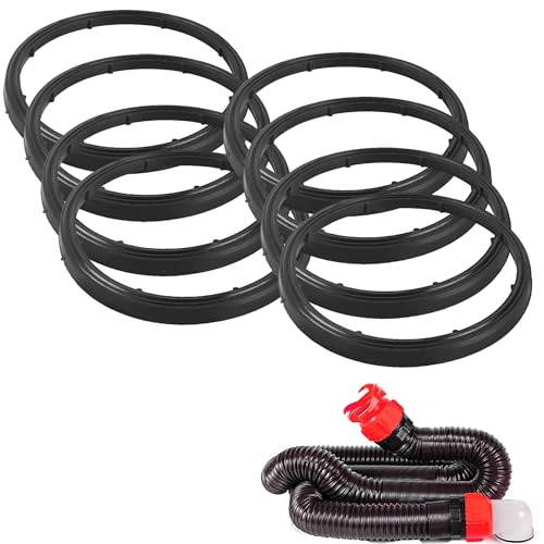 Image of TonGass 8 Pack (39834) Sewer Hose Replacement Gasket - Maintain an Odor Tight Seal with RV Sewer Fittings | Includes 4 Bayonet & 4 4-in-1 Gaskets for Enhanced Sealing - Rubber Seal Fittings - Black