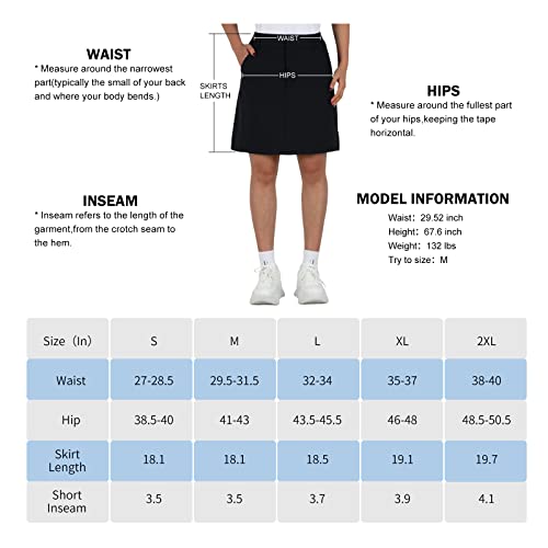 Anivivo Women's Golf Skorts Skirts 18" Outdoor Hiking Casual Skorts With Zip Pockets Quick Dry Lightweight Skirts (Black,M) #TOP4