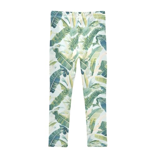 KLL Tropical Banana Leaf Girls Legging Comfortable Full Length Athleisure Pants Sports2