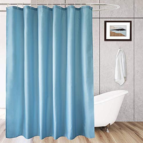 AooHome Duschvorhang, Stoff, Badezimmer-Vorhang mit Haken für Hotel, wasserdicht, blau, 183 x 180 cm (B x H) Cover