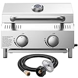 Veralune Tabletop Gas Grill, 2 Burners Portable Propane Grill, Camping Cooking Grill with Travel Lock for Camping, RV, Backyard BBQ