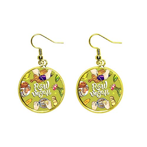 Ear Dangle Golden Drop con diseño de patata y tomate estilo raw vegan para mujer