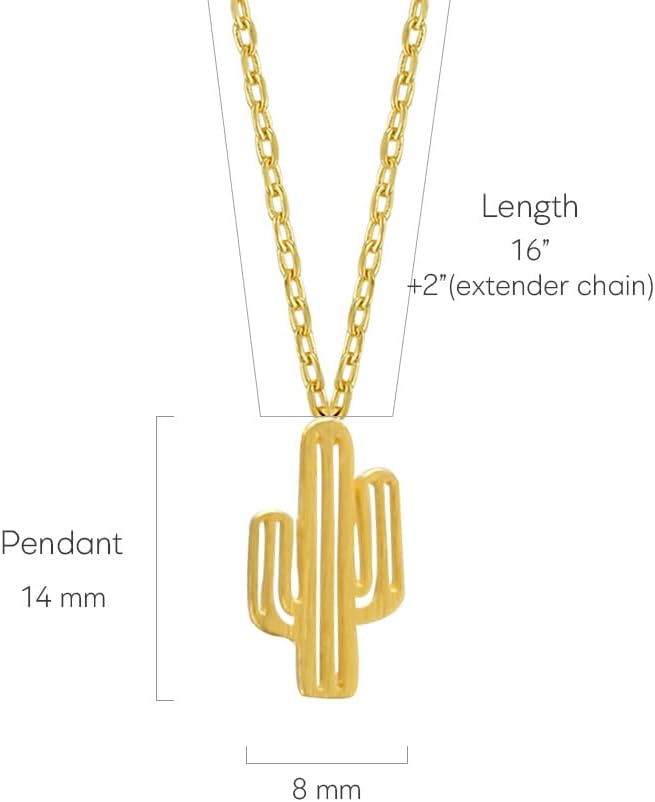 MUSTHAVE Together Cactus 18K Gold Plated Necklace With Message Card, Yellow and White Color, Anchor Chain, Best Gift Necklace, Size 16 inch + 2 inch Extender, Pendant, Gift Card - Image 2