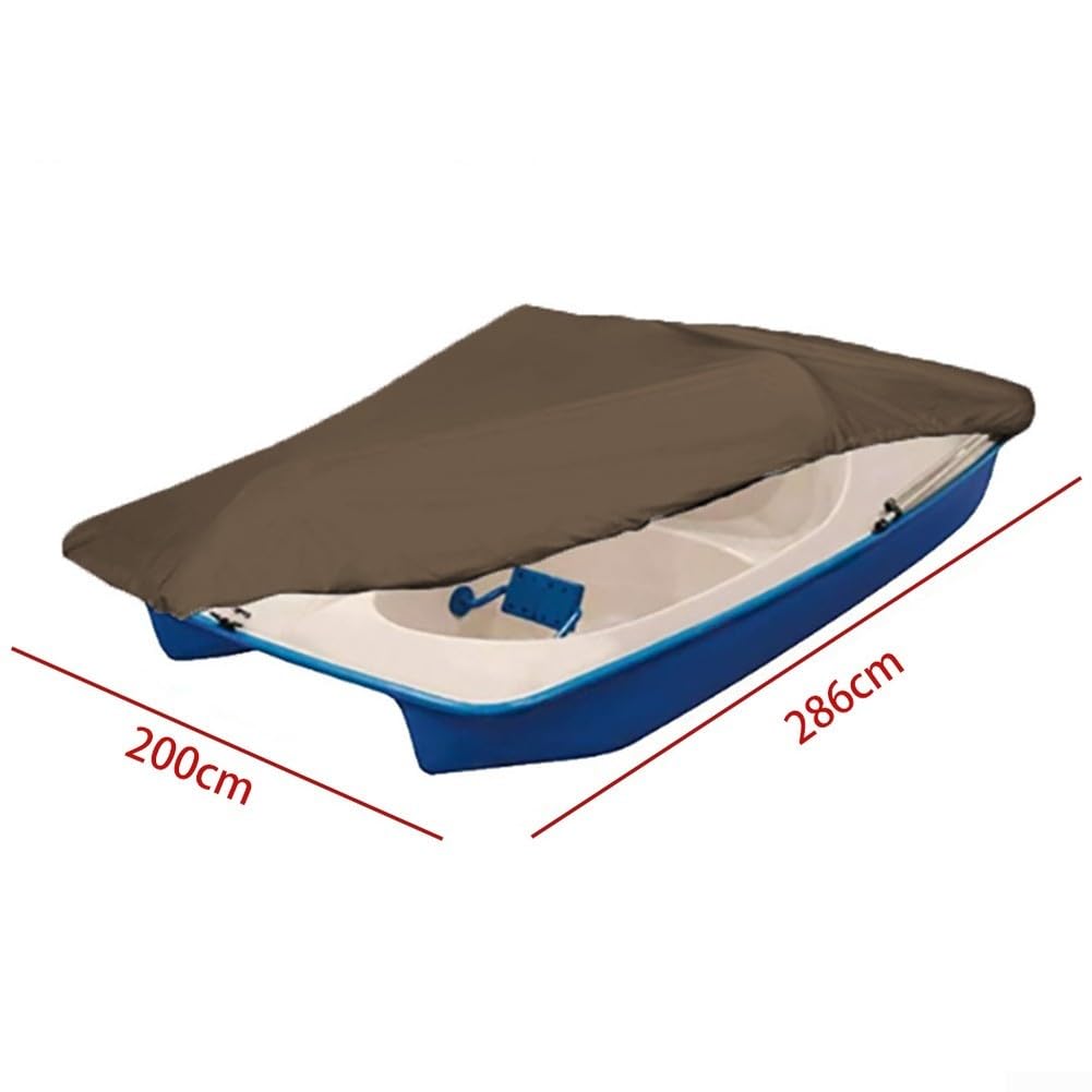 Pedalbootabdeckung – 210D Oxford-Gewebe, wasserdicht, verschleißfest, Paddelboot-Abdeckung mit verstellbarer Stützstange für 3–5 Personen Tretboot (kaffeebraun, 286 x 200 cm)