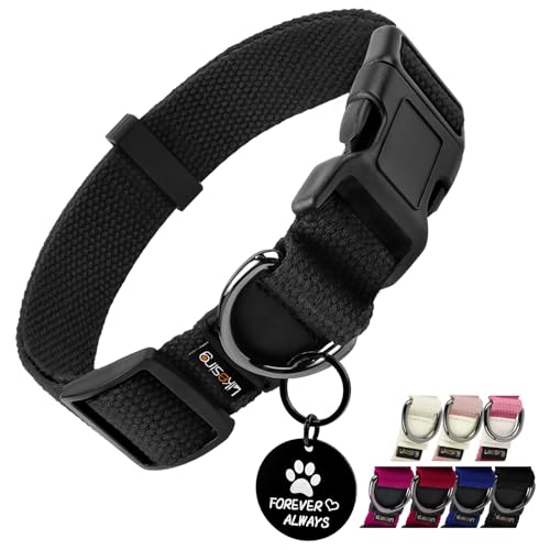 Likesing Cotton Soft Dog Collar, Quick Release Dog Collar with Buckle, Heavy-Duty Adjustable Pet...