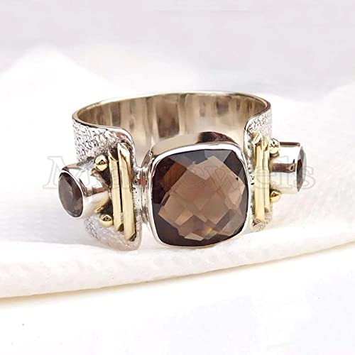 Natural Smoky Quartz Ring * Handmade Silver Ring * Statement Ring * 925 Sterling Silver Ring * Cushion Smoky Quartz Ring * Beautiful Ring * Gift For Her * Women’s Gift Ring * Capricorn Birthstone #TOP2