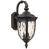 John Timberland Bellagio Vintage Outdoor Wall Light Fixture Bronze Brown Metal 20 1/2' Champagne Hammered Glass Curved Arm for House Porch Patio Outside Deck Garage Yard Front Door Garden Home