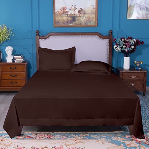 Image of NTBAY California King Microfiber Flat Sheet, 108 x 102, Dark Brown